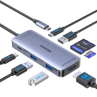 USB C Hub Multiport Adapter for MacBook Pro/Air, 8 in 1 USB-C Dock Mac Dongle HDMI Adapter(4K@60Hz HDMI,SD/TF Card Reader,100W PD, USB-C Data & 2*USB-A 3.0) Compatible for iPad Pro,iMac,Dell,HP,Lenovo