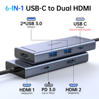 Docking Station to Dual HDMI Monitor, USB C to Dual HDMI Adapter, USB-C HUB with 2xHDMI Ports 4K 60Hz, 100W PD Charging, USB-A&C 3.0, Laptop Docking Station Compatible with Dell, HP, Lenovo, and More