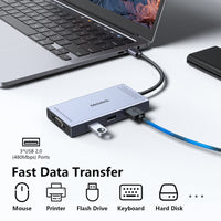 USB C Docking Station Dual HDMI Monitor Adapter, Melelink USB C Hub 3 Monitors Adapter with 2x HDMI 4K,Displayport,VGA,100W PD Charging,3 USB2.0, 8 in 1 Laptop Docking Station for Dell, HP, Lenovo,etc