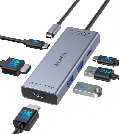 Docking Station to Dual HDMI Monitor, USB C to Dual HDMI Adapter, USB-C HUB with 2xHDMI Ports 4K 60Hz, 100W PD Charging, USB-A&C 3.0, Laptop Docking Station Compatible with Dell, HP, Lenovo, and More