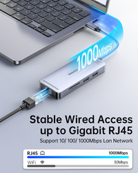USB C Hub Ethernet, 9 in 1 USB C to Ethernet Multiport Adapter Dongle with HDMI 4K@30Hz, 100W PD Charging, Gigabit RJ45, SD/TF Card Reader, USB A&C 3.0, USB-C Dock for MacBook, Dell, Lenovo, HP