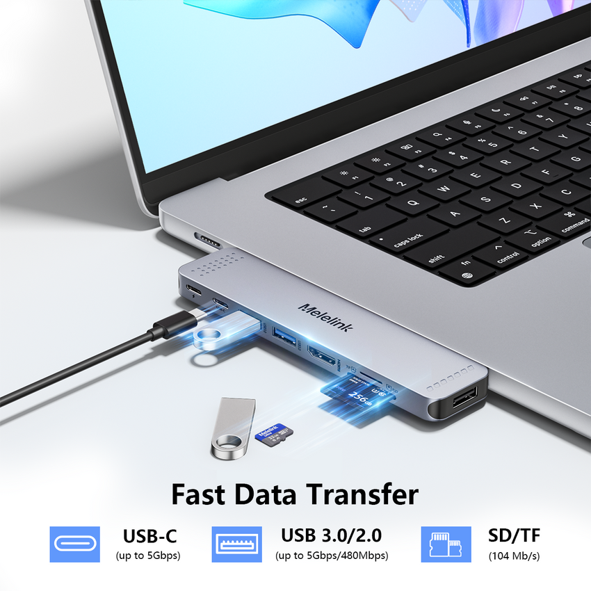 USB C Hub Adapter for MacBook Pro/Air M4 M3 M2 M1 2025-2018 13" 14" 15" 16", Mac Multiport Adapter, 8 in 2 MacBook Accessories Dongle with HDMI 4K, Thunderbolt 3, USB C&A Data Ports, SD TF Card Reader