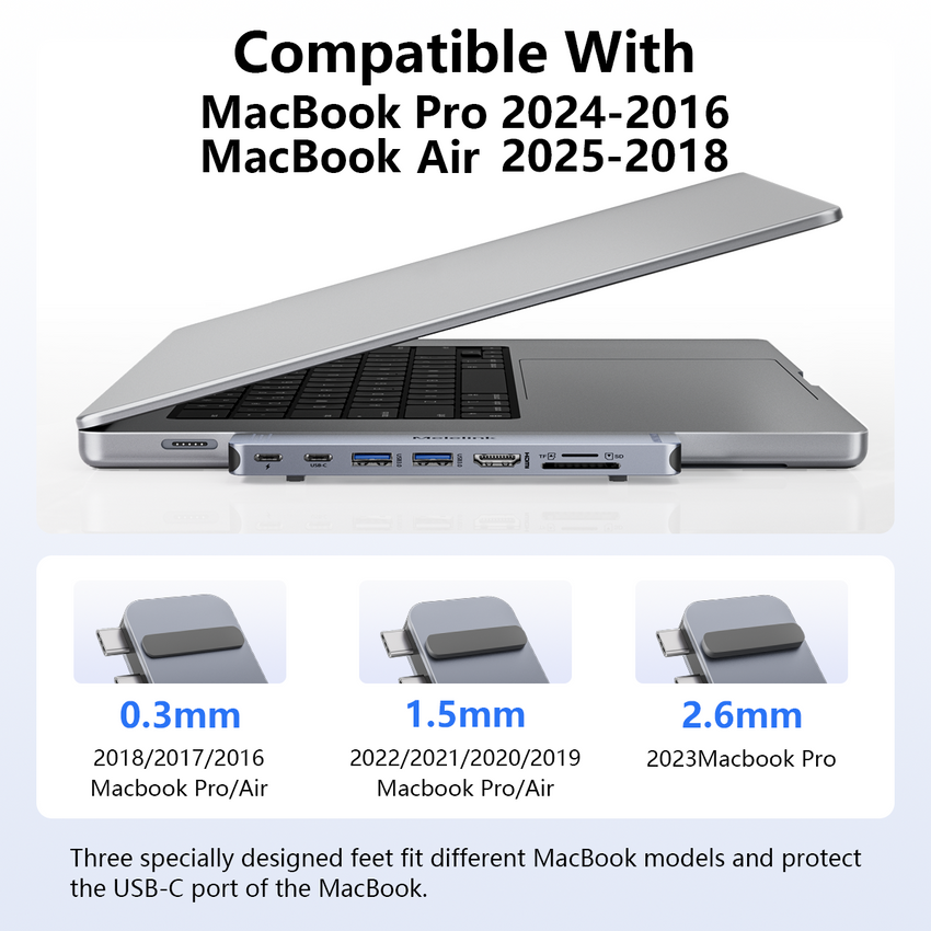 USB C Hub Adapter for MacBook Pro/Air M4 M3 M2 M1 2025-2018 13" 14" 15" 16", Mac Multiport Adapter, 8 in 2 MacBook Accessories Dongle with HDMI 4K, Thunderbolt 3, USB C&A Data Ports, SD TF Card Reader